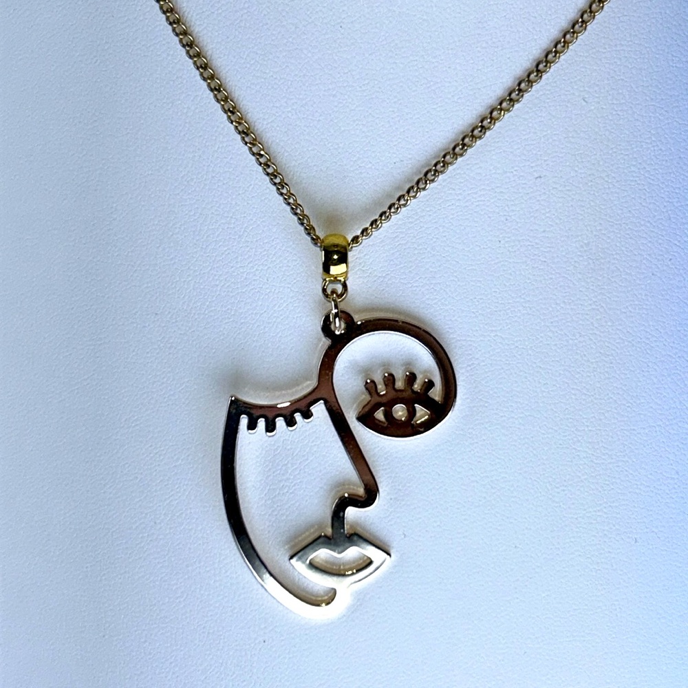 Artisan Handmade Artsy Woman’s Face Necklace Boho Modern Work Casual Office